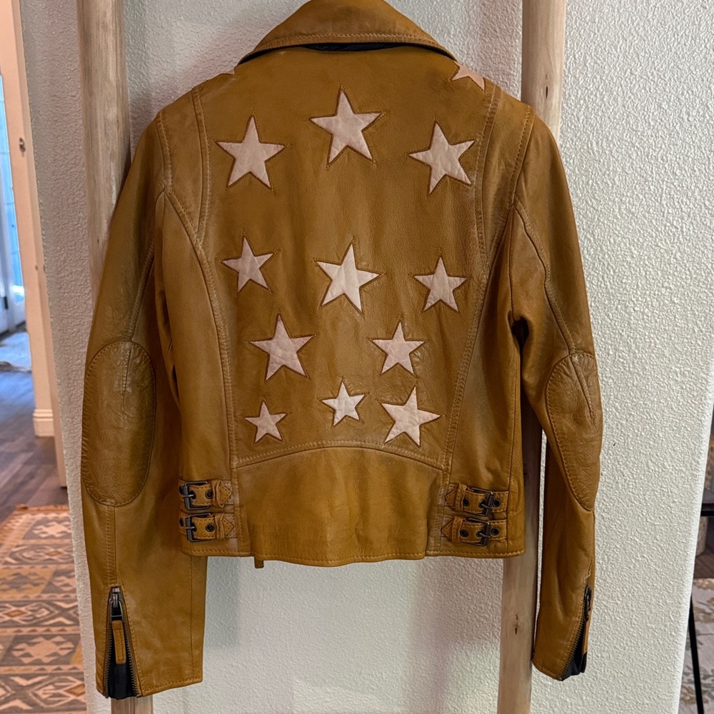 fp Christy sunrise golden tan stars lamb leather Jacket XS regular fit. NWT - Picture 9 of 17